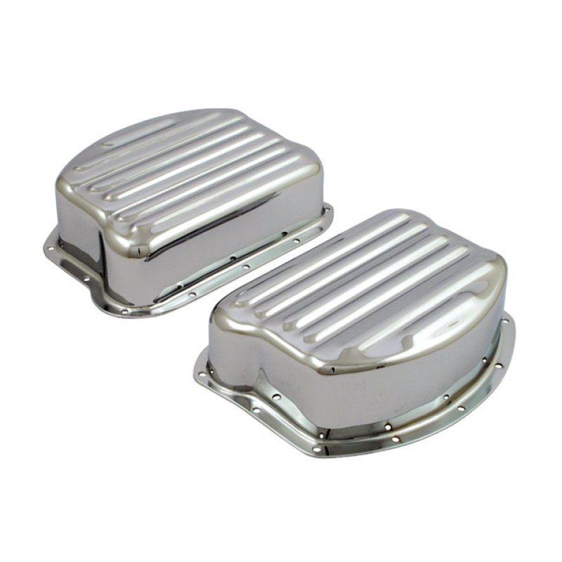 PAUGHCO, ROCKER COVERS. RIBBED STYLE STEEL. CHROME CHROME PLATED STEEL 518664