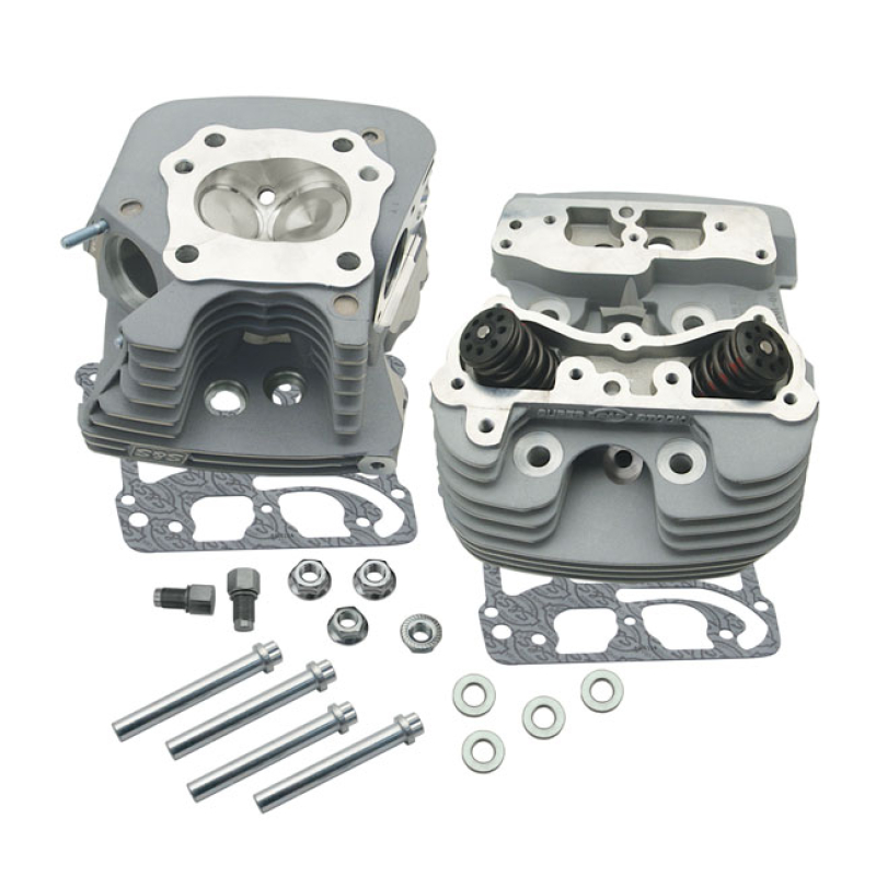 S&S, SUPERSTOCK CYLINDER HEAD KIT. SILVER SILVER POWDER COATED. STOCK 531833