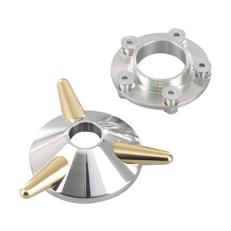 KUSTOM TECH, SPINNER WHEEL HUB COVER. ALUMINUM & BRASS POLISHED ALUMIN 532304
