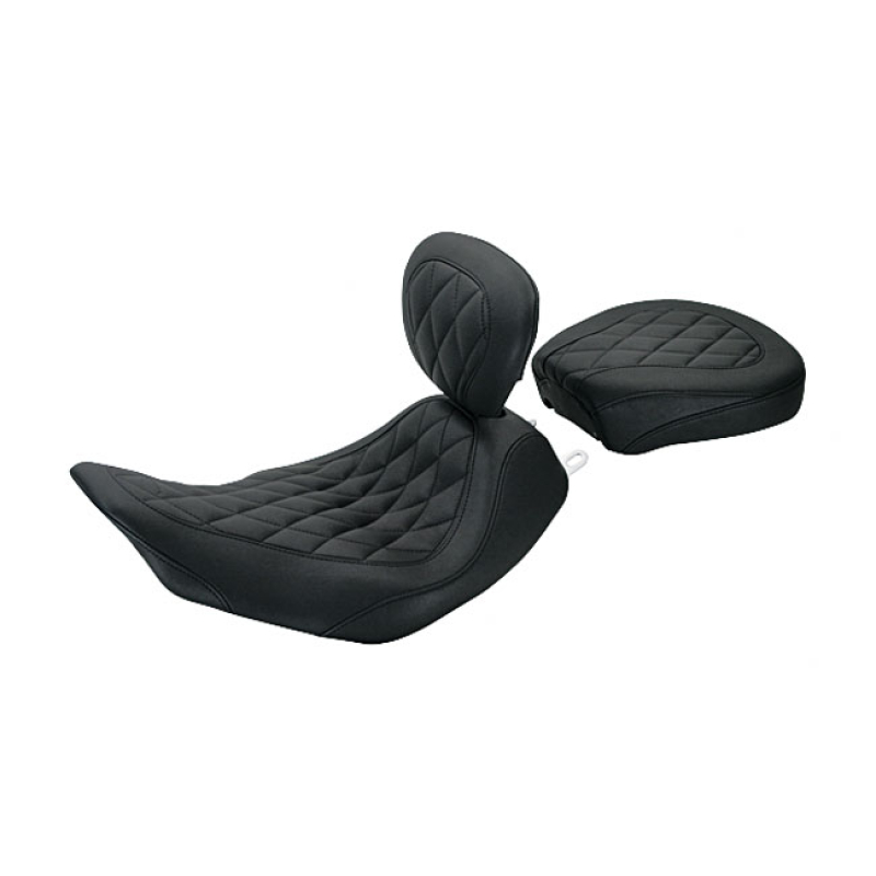 MUSTANG, WIDE TRIPPER SOLO SEAT. WITH RIDER BACKREST BLACK. 14" WIDE. 537028