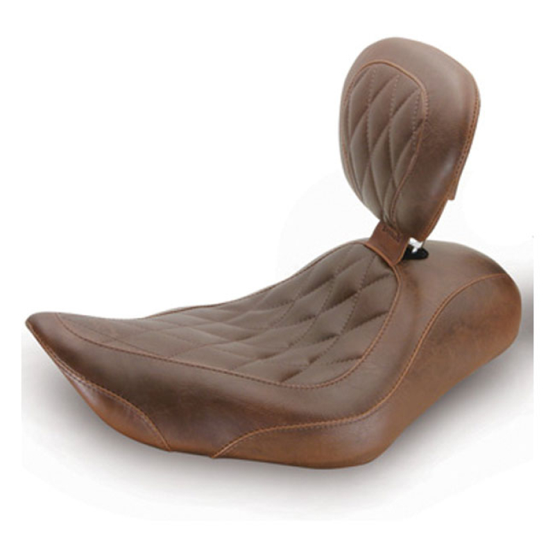 MUSTANG, WIDE TRIPPER SOLO SEAT. WITH RIDER BACKREST DISTRESSED BROWN. 537051