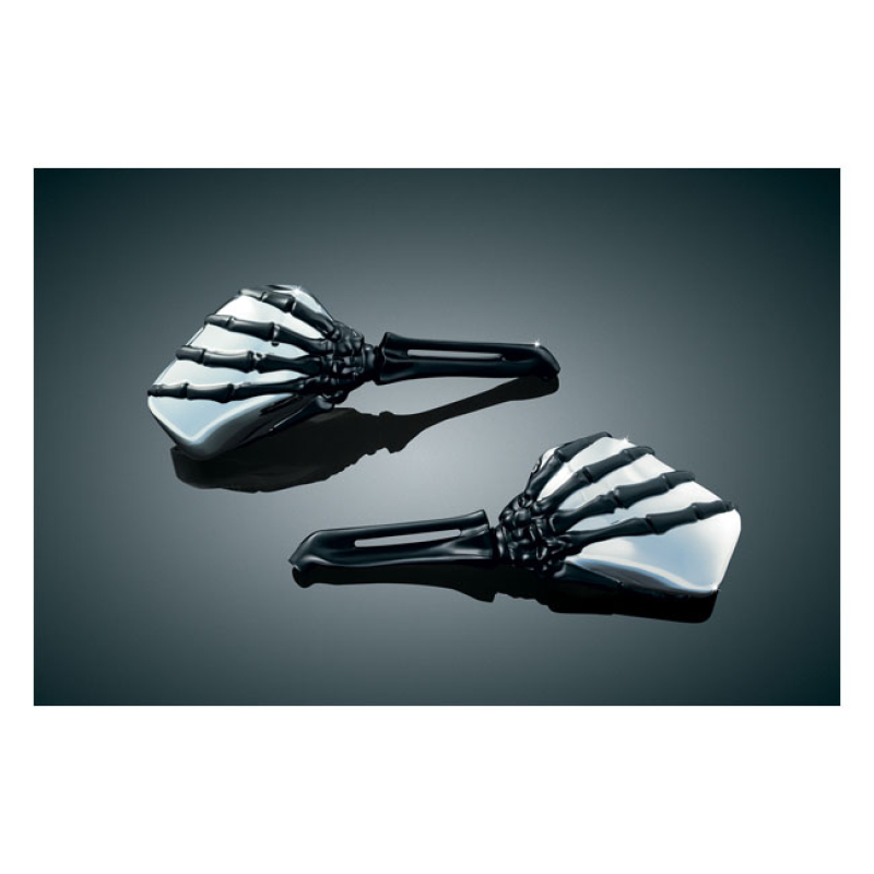 KURYAKYN, SKELETON-HAND MIRROR SET. BLACK HAND, CHROME HEAD BLACK HAND 542512