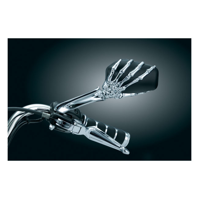 KURYAKYN, SKELETON-HAND MIRROR SET. CHROME HAND, BLACK HEAD 542823