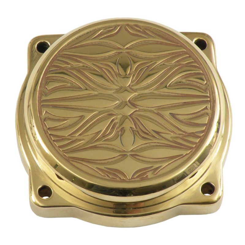 WEALL, CV CARB TRIBAL TOP COVER. HIRO, BRASS POLISHED BRASS; WITH ETCH 551106