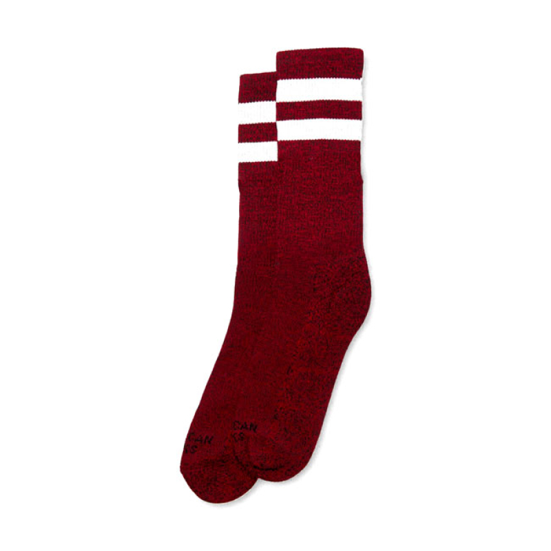 AMERICAN SOCKS MID HIGH RED NOISE DOUBLE WHITE STRIPED 562976
