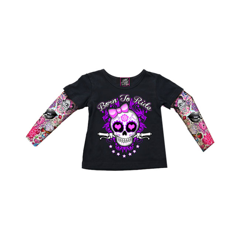 LT, KIDS TATTOO SLEEVE SHIRT GIRLY SKULL 564060