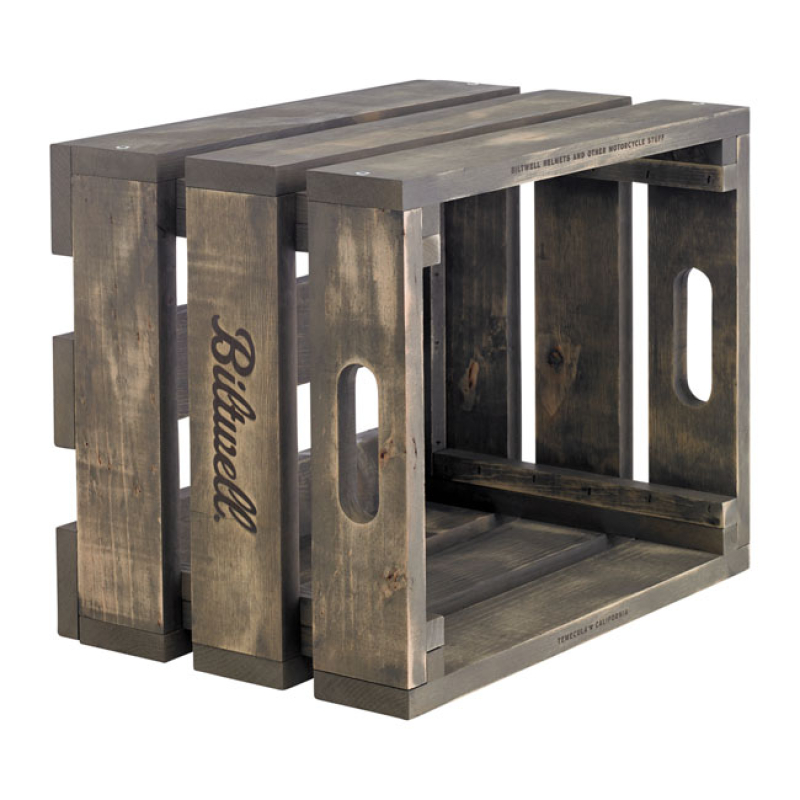 BILTWELL WOODEN HELMET CRATE W/SLATWALL MOUNTS 568702