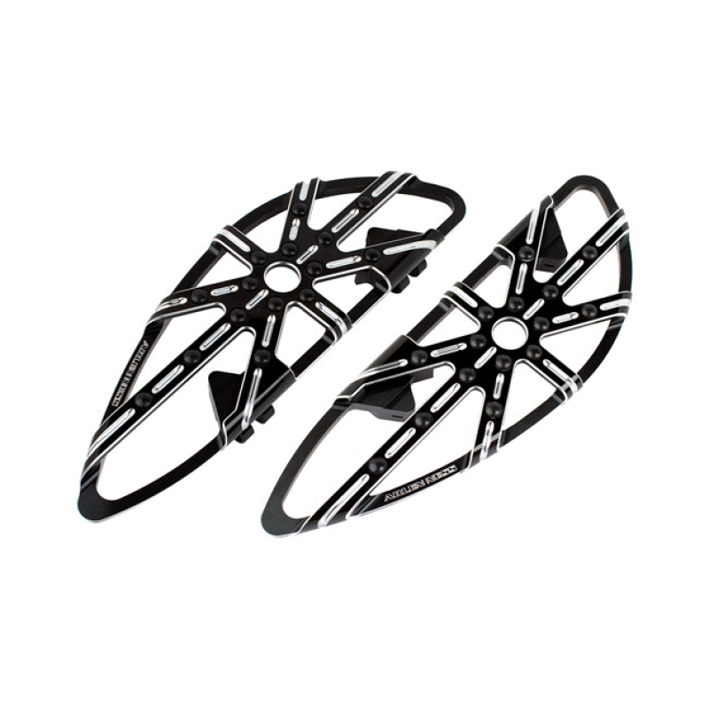 ARLEN NESS, 10-GAUGE RIDER FLOORBOARDS BLACK BILLET ALUMINUM; RUBBER I 569768