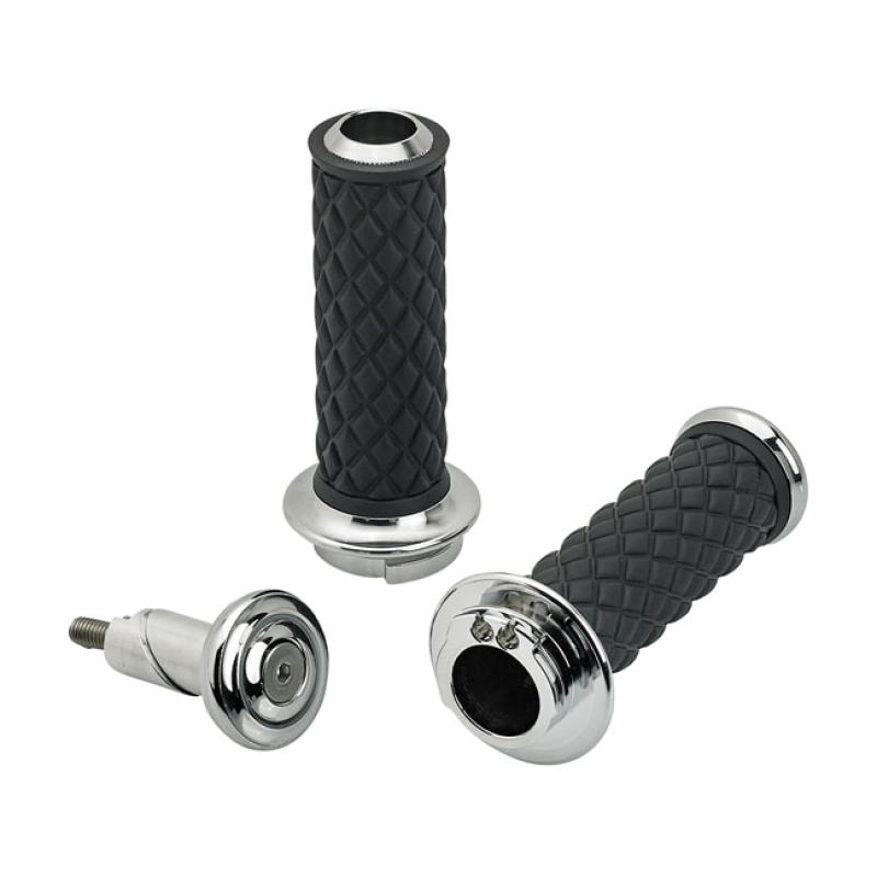 BILTWELL, ALUMICORE GRIPS. CHROME COMPATIBLE WITH CABLE OPERATED H-D M 576911