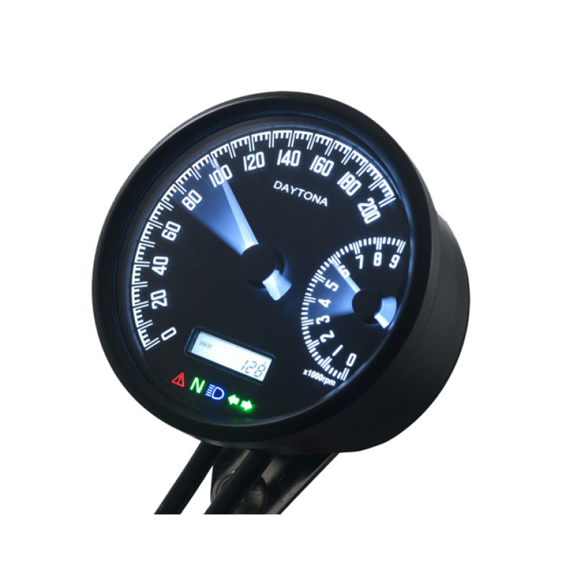 DAYTONA, VELONA SPEEDO & TACHOMETER 80MM 200 KMH/9000RPM DUAL NEEDLE I 583869