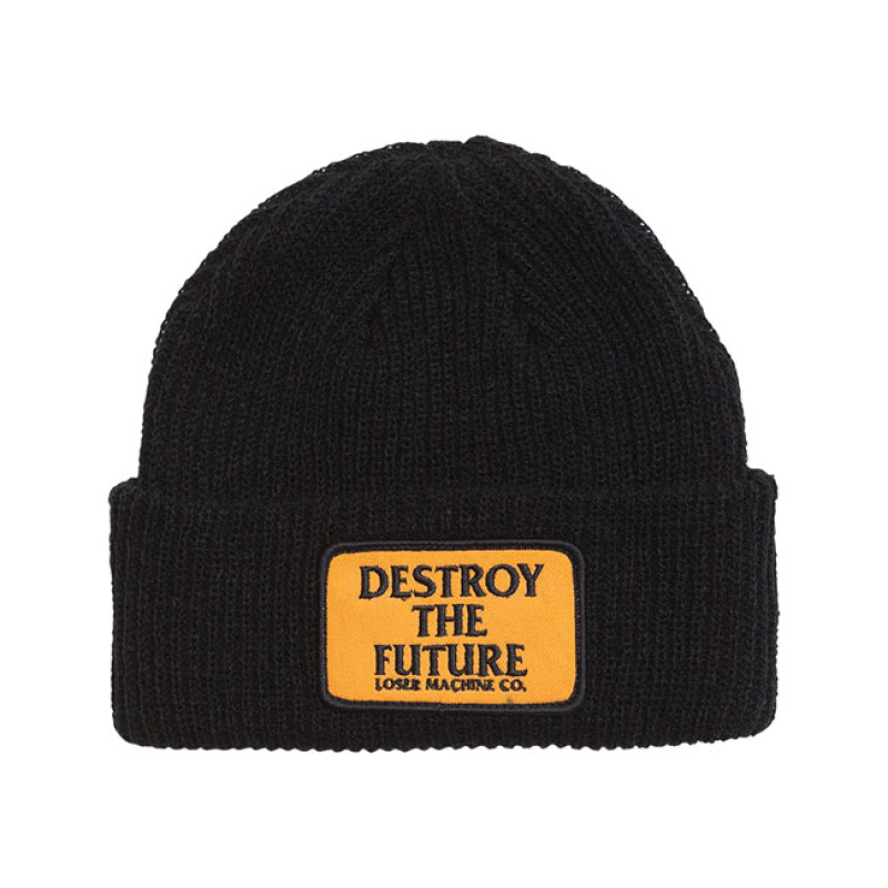 LOSER MACHINE TOKEN BEANIE BLACK DOUBLE LAYERED ROLLED BEANIE OF LMC W 585965
