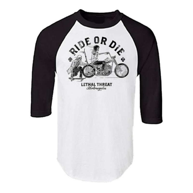 LT RIDE OR DIE RAGLAN SLEEVE SHIRT BLACK/WHITE 587389