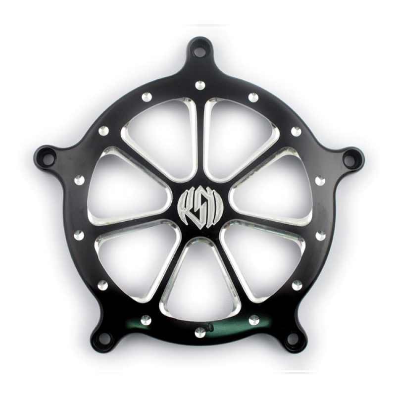 RSD, VENTURI AIR CLEANER FACE PLATE. 'SPEED 7', BLACK CC 589202