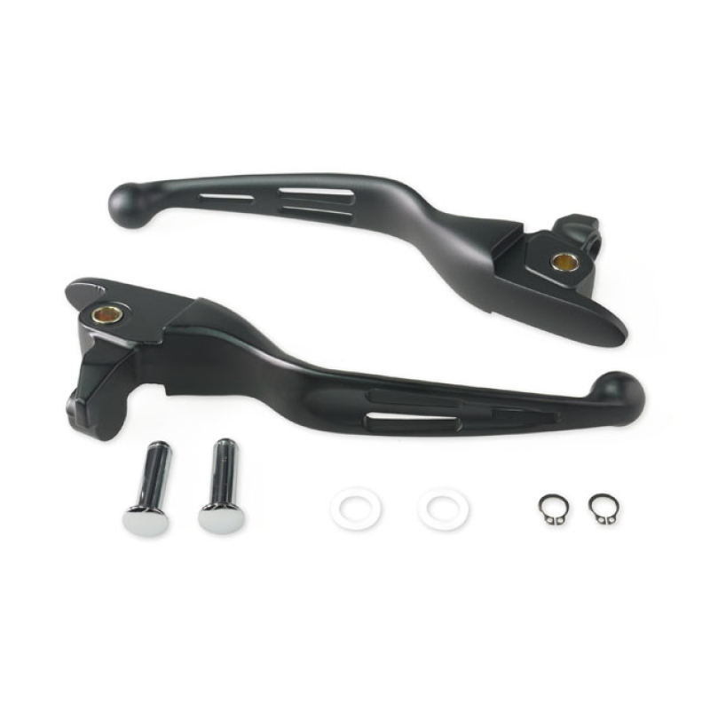 HANDLEBAR LEVER KIT, 3-SLOT WIDE BLADE. BLACK 592656