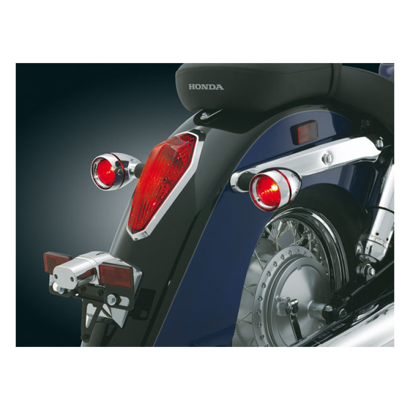 KURYAKYN, DEEP DISH BEZELS W/RED LENSES, CHROME INSTALLS EASILY ON THE 8081968