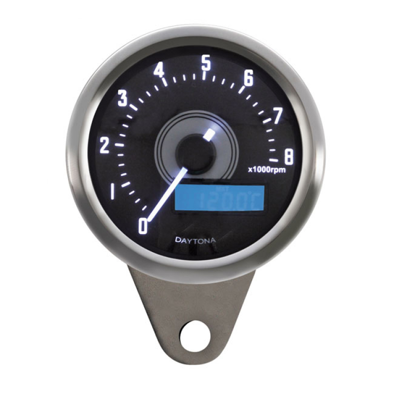 VELONA 60MM TACHOMETER 8000RPM, POLISHED STAINLESS 900497
