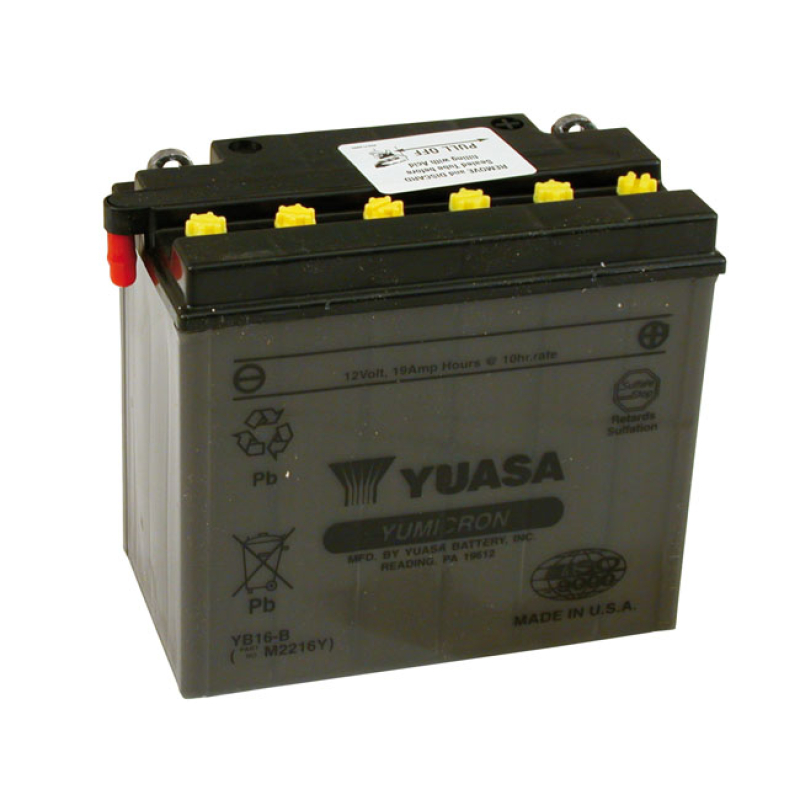 YUASA, YUMICRON 12V LEAD-ACID BATTERY YB16-B. 19AH 215CCA (COLD CRANK 901057
