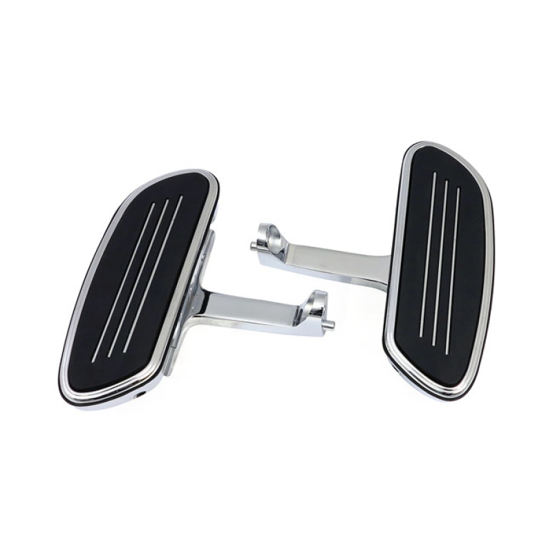 RUNWAY PASSENGER FLOORBOARD SET CHROME PLATED. BLACK RUBBER INLAY. STY 901526
