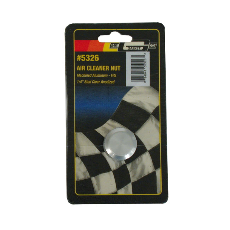 MR GASKET, BILLET ALUMINUM NUT 1/4-20 THREADED. PLAIN KNURLED BILLET A 902706