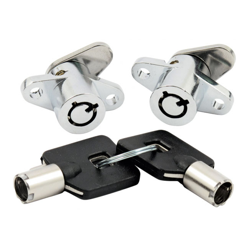 LOCK SET, SADDLEBAGS. CHROME STOCK STYLE REPLACEMENT FOR STOCK HARD BA 904211