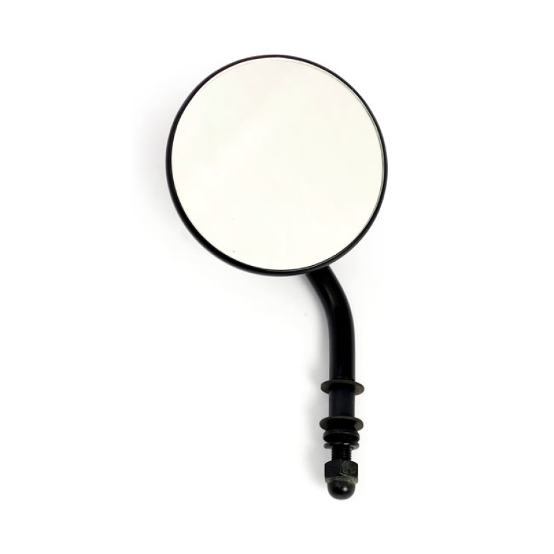 STEEL 3" ROUND MIRROR. BLACK, SHORT STEM 906013