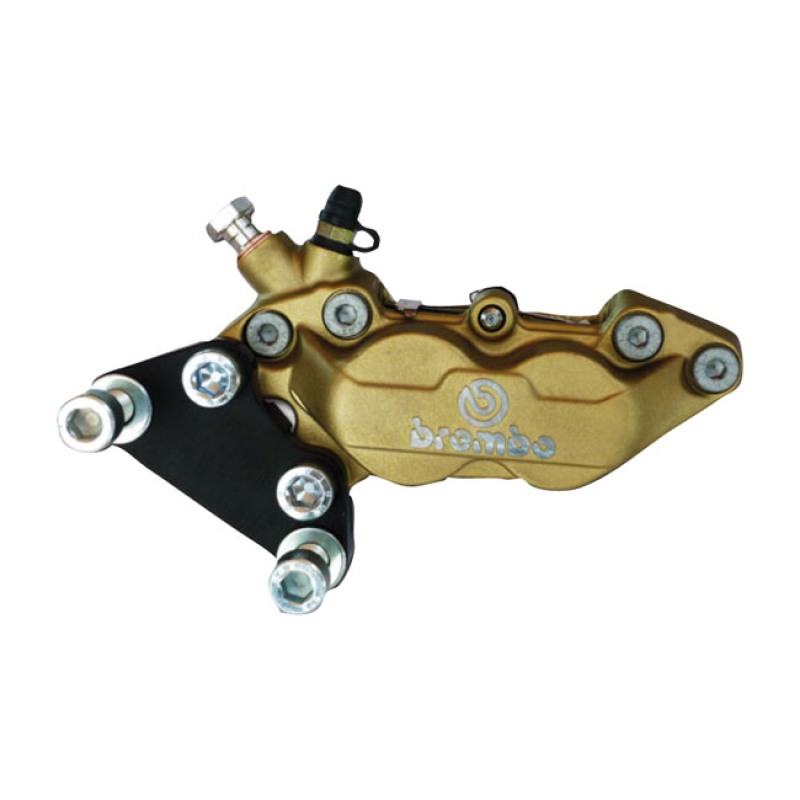 FREE SPIRITS, FRONT BRAKE CALIPER KIT BLACK BRACKET WITH GOLD ANODIZED 911310