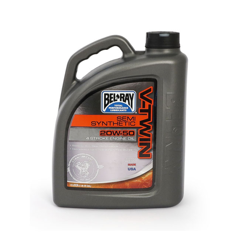BEL-RAY V-TWIN SEMI-SYNTHETIC MOTOR OIL, 20W50. 4L 912145