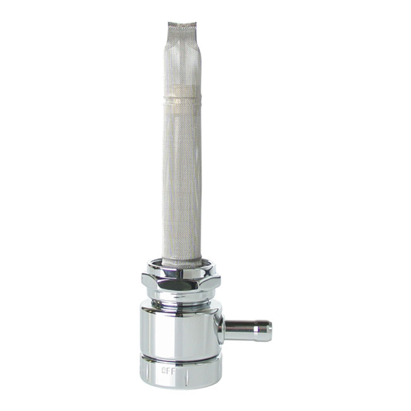 PINGEL, POWER-FLO PETCOCK. ROTATING ROUND KNOB SPECIAL CHROME; 22MM & 914462
