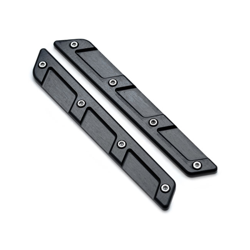 KILLER CUSTOM, SADDLEBAG LATCH INSERTS. BLACK CNC MACHINED ALUMINUM, W 921664