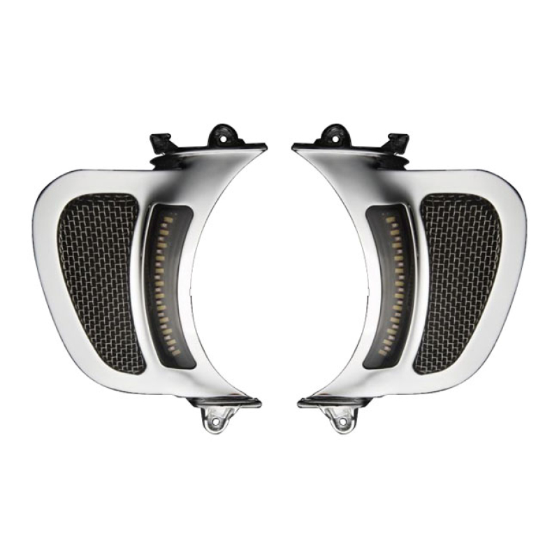 CUSTOM DYNAMICS, ROAD GLIDE LED VENT INSERTS. CHROME CHROME WITH STAIN 922699