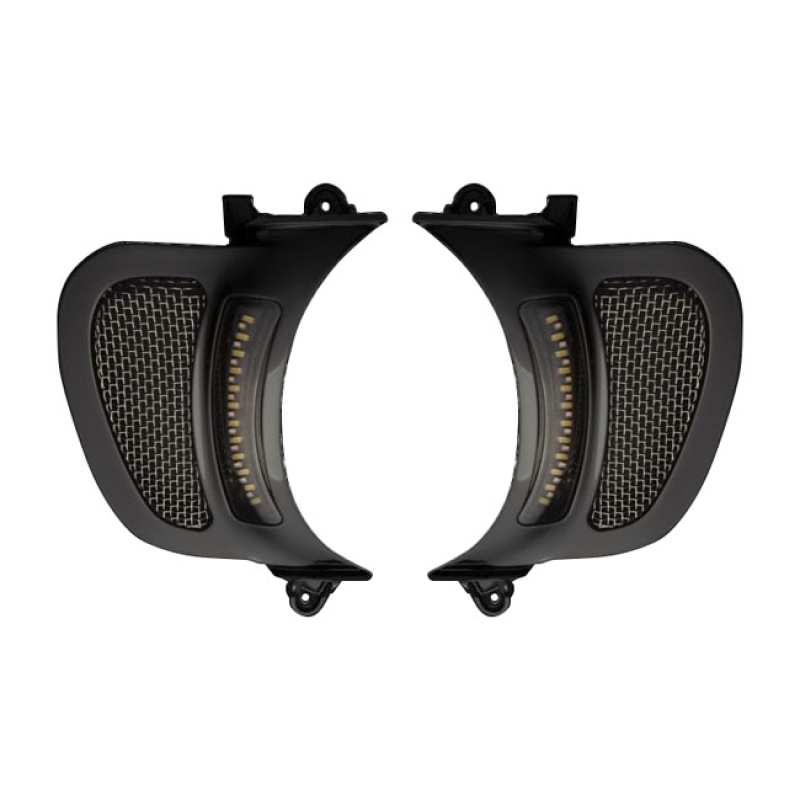 CUSTOM DYNAMICS, ROAD GLIDE LED VENT INSERTS. BLACK GLOSS BLACK WITH B 922700