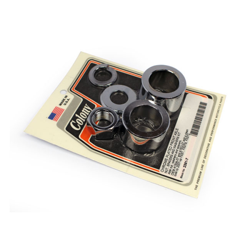 COLONY AXLE SPACER KIT FRONT, SMOOTH CHROME 929600