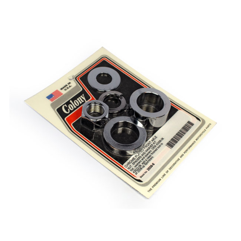 COLONY, AXLE SPACER KIT FRONT. SMOOTH CHROME 929602