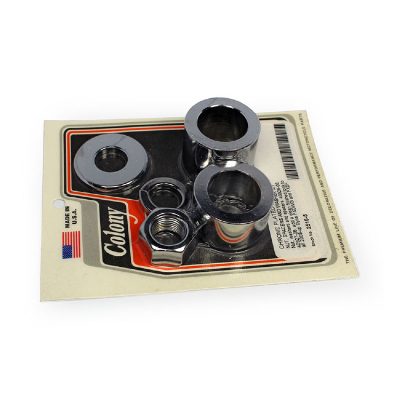 COLONY AXLE SPACER KIT FRONT, SMOOTH CHROME 929604