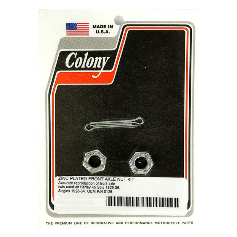COLONY AXLE NUT KIT. FRONT ZINC 929748