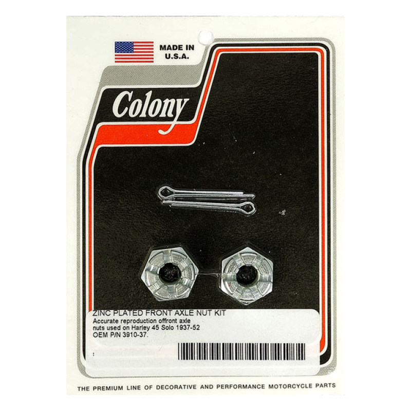 COLONY AXLE NUT KIT. FRONT ZINC 929749