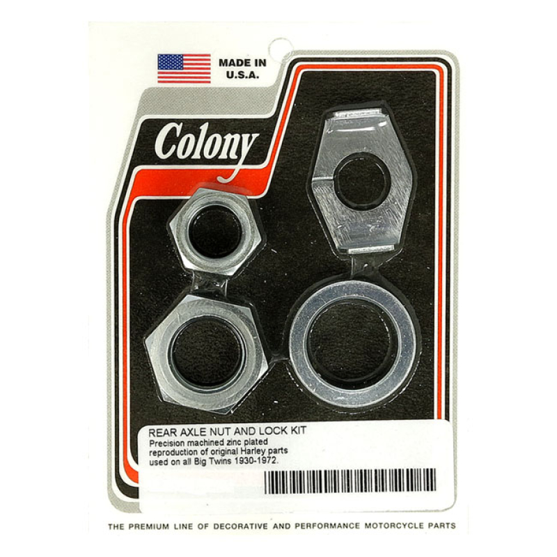 COLONY REAR AXLE NUT & LOCK KIT ZINC, REAR, FOR DRUMBRAKE MODELS 929750