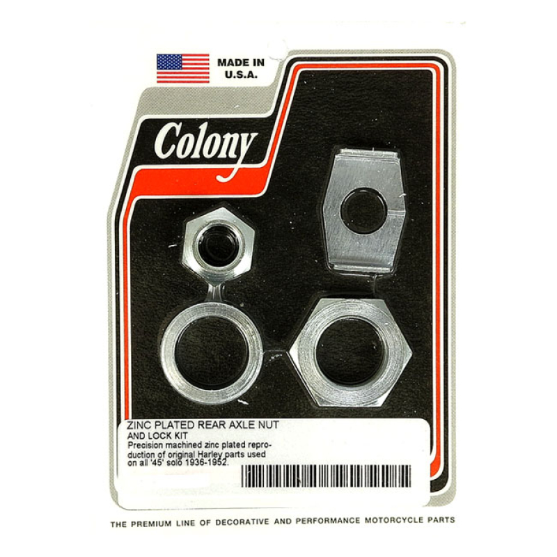 COLONY REAR AXLE NUT & LOCK KIT ZINC 929751