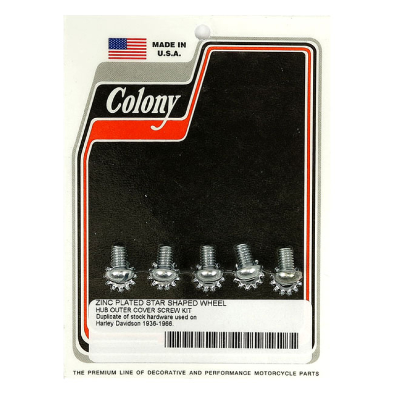 COLONY STAR HUB SCREWS & WASHER SET ZINC, OEM STYLE, SLOTTED 929786