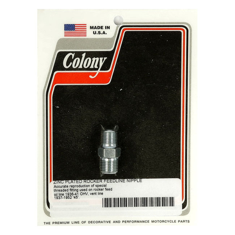 COLONY, KNUCKLE ROCKER BOX OIL FEED FITTING. ZINC ZINC PLATED. ACCURAT 929854