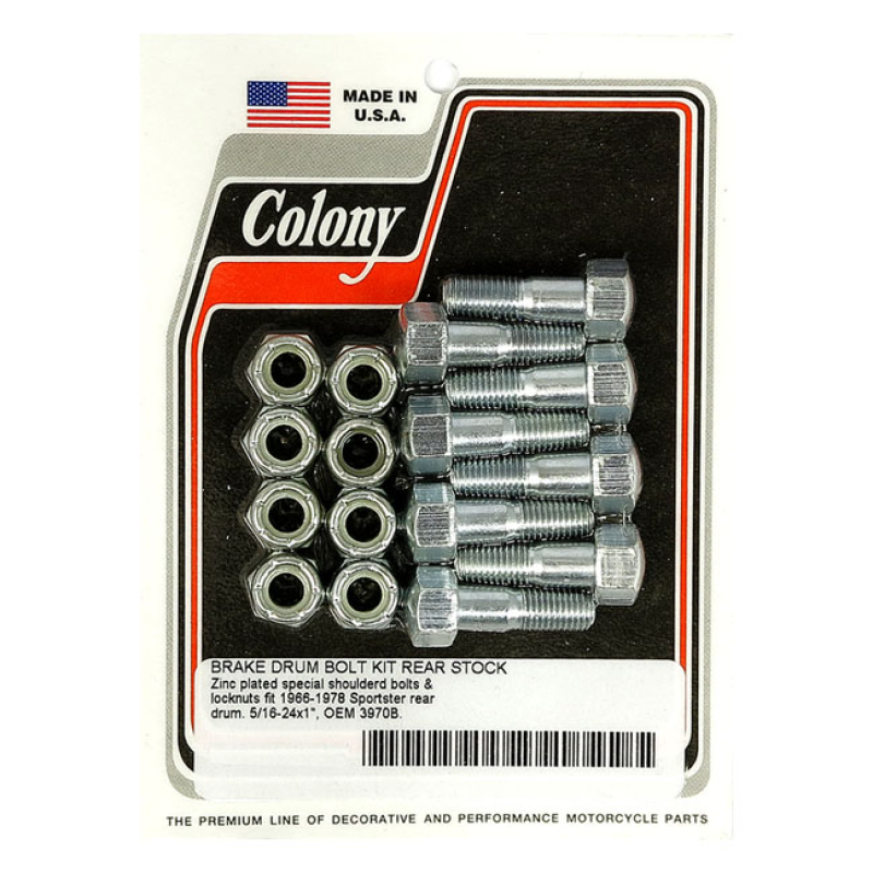 COLONY REAR BRAKE DRUM MOUNT KIT ZINC, HEX, REPRODUCTION 929872