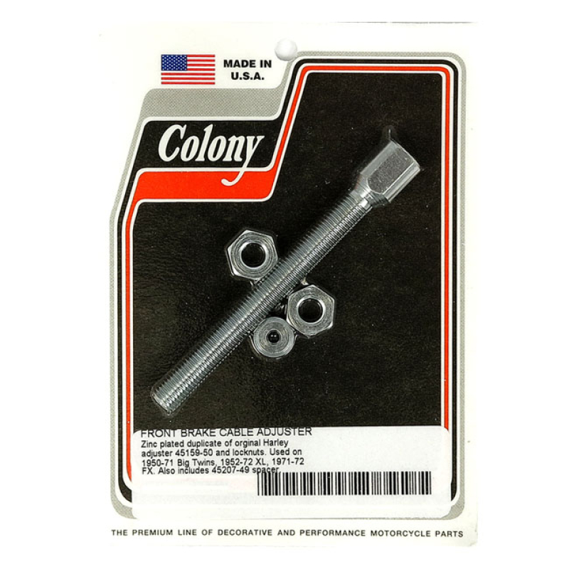 COLONY, FRONT BRAKE CABLE ADJUSTER. ZINC OEM STYLE REPRODUCTION. FITS 929878