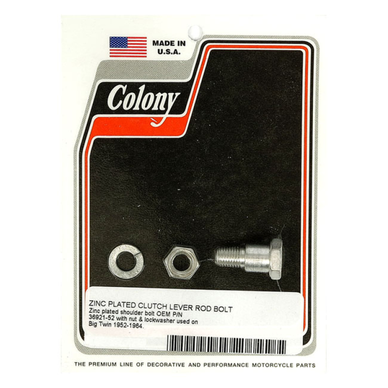 COLONY, MOUSETRAP CLUTCH LEVER ROD BOLT KIT. ZINC ZINC PLATED STEEL. 929888