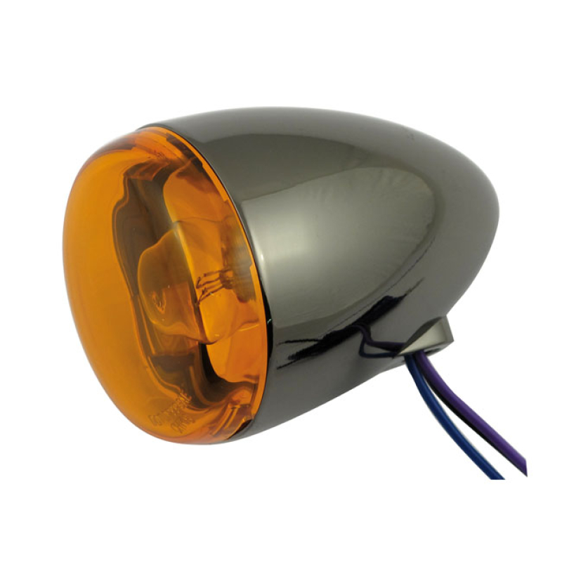 CHRIS, BULLET TURN SIGNAL. BLACK NICKEL. AMBER LENS COMPATIBLE WITH FO 932047