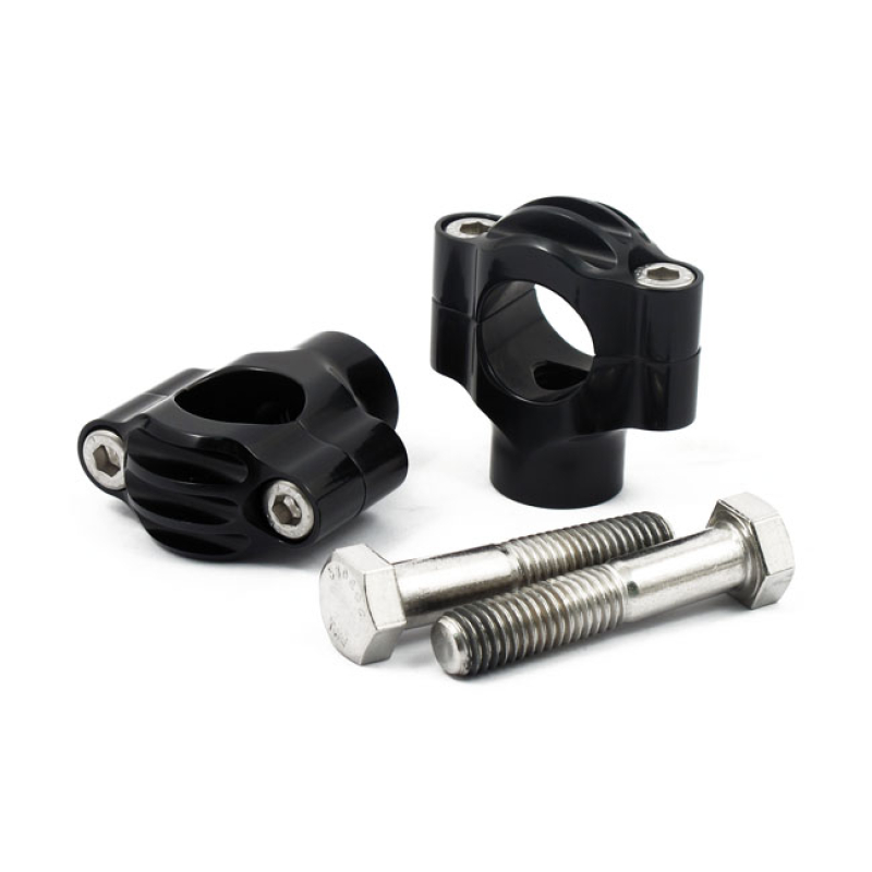 ROUGH CRAFTS, FINNED RISERS FOR 1" HANDLEBARS. BLACK BLACK ANODIZED. C 933804
