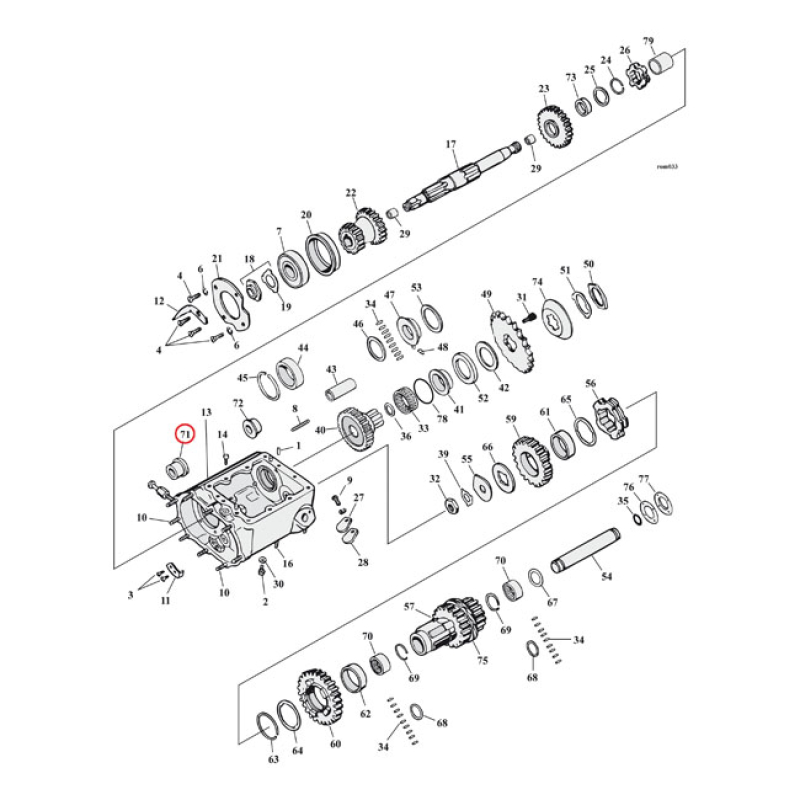 BUSHING, COUNTERSHAFT. STARTER SIDE. +.005" +.005" OVERSIZE. CAGED ROL 936046