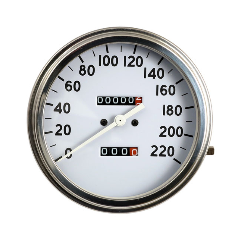 FL SPEEDOMETER, '36-40 FACE', WHITE. 1:1 KMH WITH 5/8-18 THREADED SPEE 940442