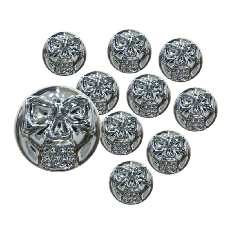 CHROME HEAD BOLT COVER WITH SKULL 1/4 INCH 943590