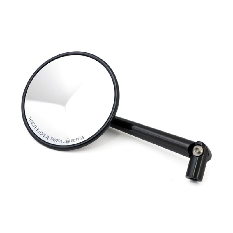 MONTANA ROUND MIRROR. BLACK, L&R BLACK ANODIZED ALUMINUM. INCLUDES EXT 943869