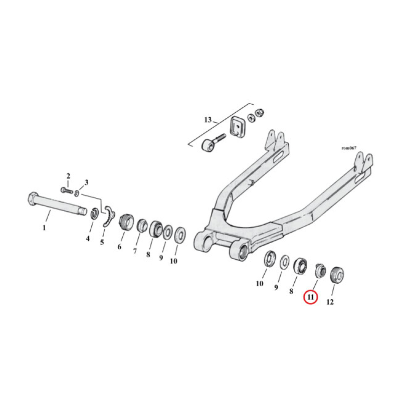 NUT, PIVOT SHAFT SWINGARM 951274